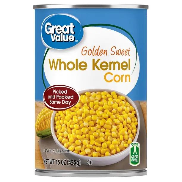 Great Value Golden Sweet Whole Kernel Corn, 15 oz Can