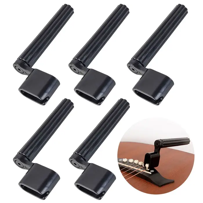 Pyle Guitar Keeper Bundle 5 Adjustable String Swing Guitar Hangers & Wall Mount Bracket Holders