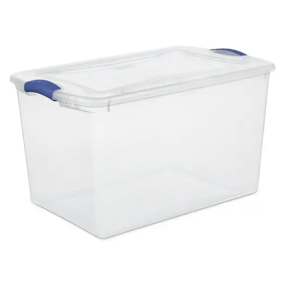 Sterilite 66 Quart Latch Box, Clear Plastic Storage Bin with Lid